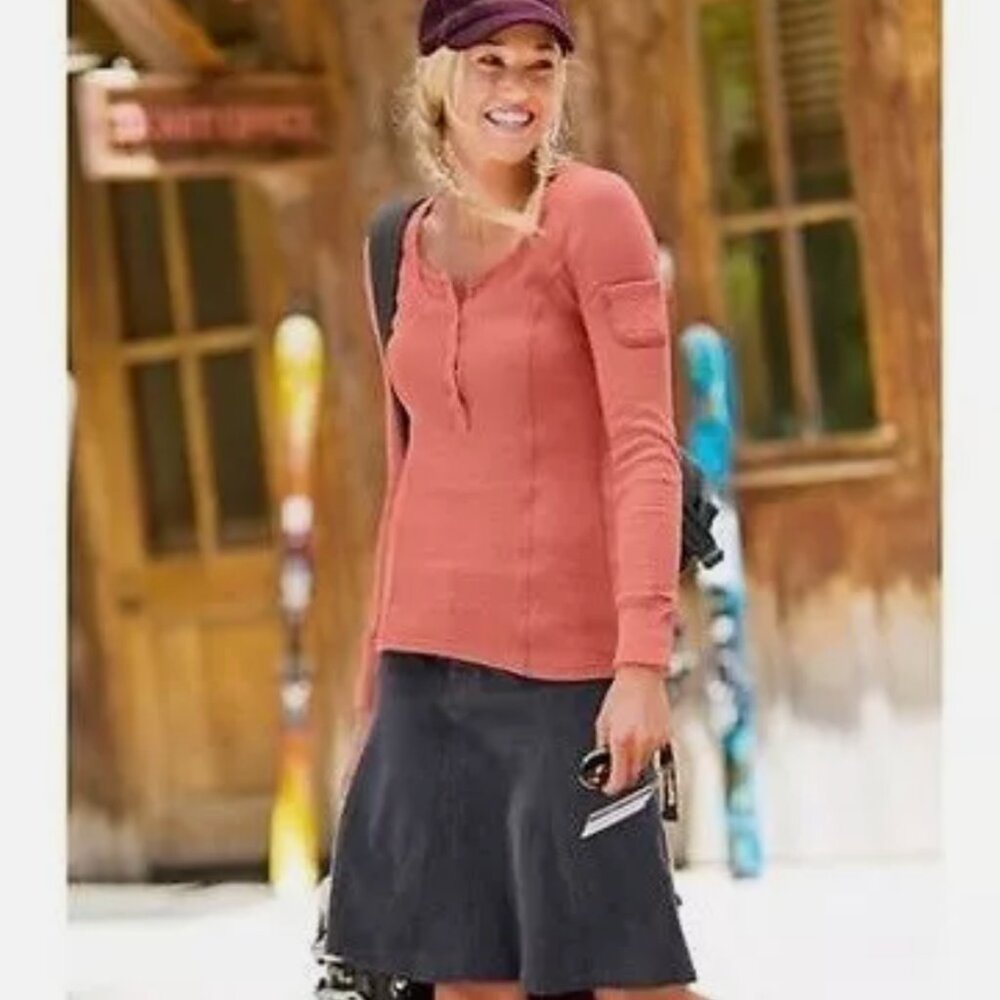 Athleta Whenever Cord Skirt‎ Asphalt Size 14P Adventure Travel